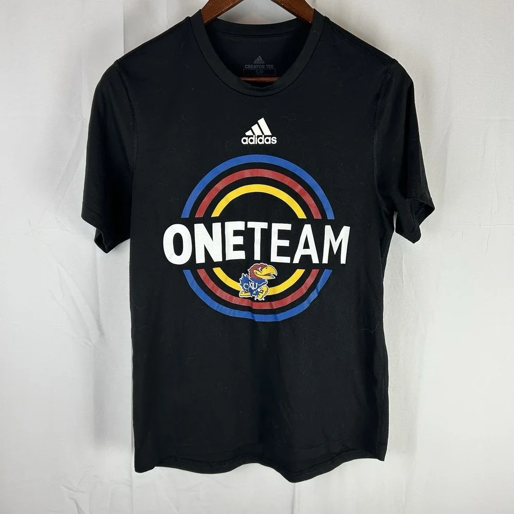 Kansas Jayhawks Shirt Adidas OneTeam BetterTogether Black Short Sleeve Men Small